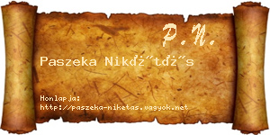Paszeka Nikétás névjegykártya